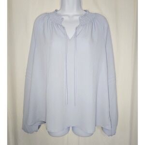 Social Standard Women's Light Blue Long Sleeve‎ V-Neck Blouse Size Large - NWT